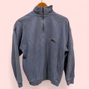 Y2K super soft 1/4 zip pullover sweatshirt relax denim blue swordfish